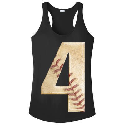 Baseball Birthday 4th birthday Ladies PosiCharge Competitor Racerback Tank