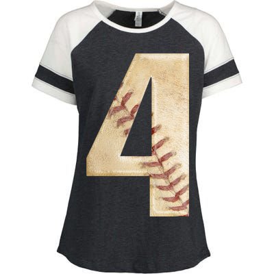 Baseball Birthday 4th birthday Enza Ladies Jersey Colorblock Tee