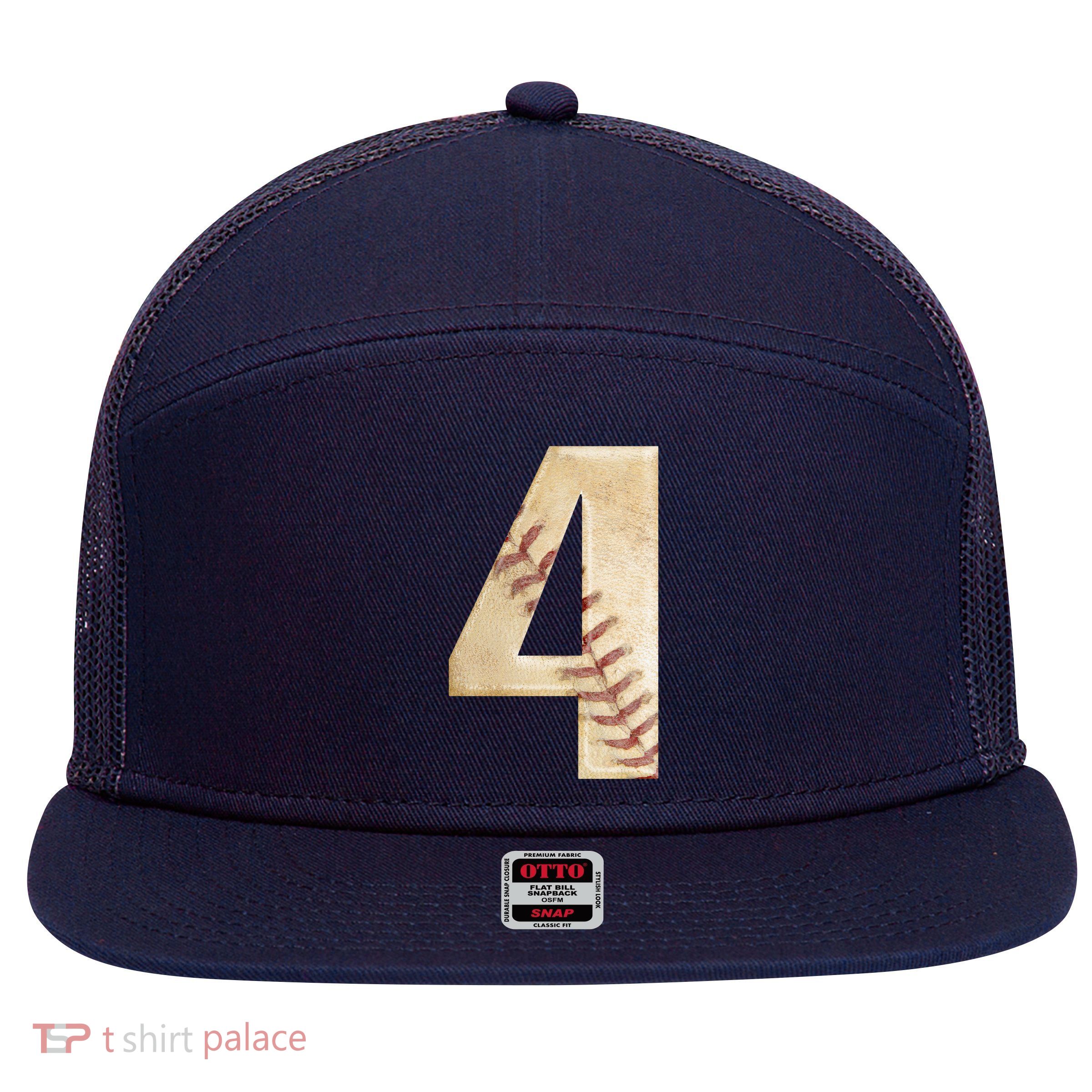 Baseball Birthday 4th birthday 7 Panel Mesh Trucker Snapback Hat