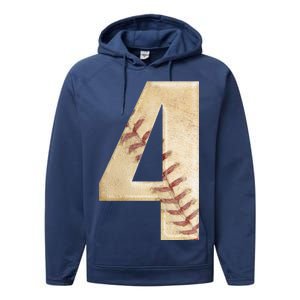 Baseball Birthday 4th birthday Performance Fleece Hoodie