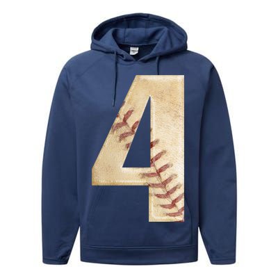 Baseball Birthday 4th birthday Performance Fleece Hoodie