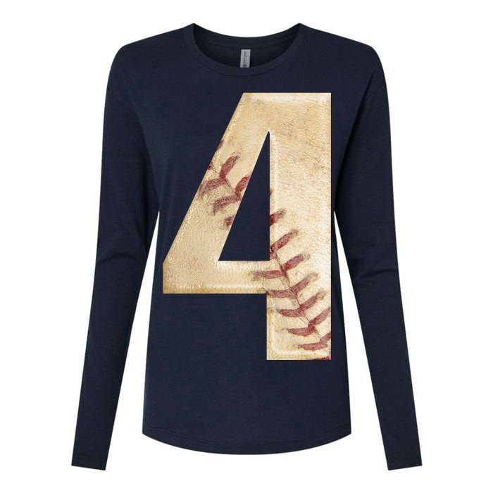 Baseball Birthday 4th birthday Womens Cotton Relaxed Long Sleeve T-Shirt