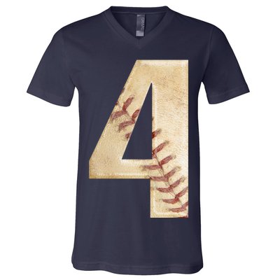 Baseball Birthday 4th birthday V-Neck T-Shirt