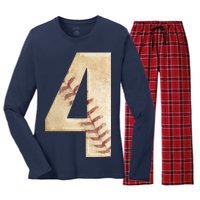 Baseball Birthday 4th birthday Women's Long Sleeve Flannel Pajama Set 