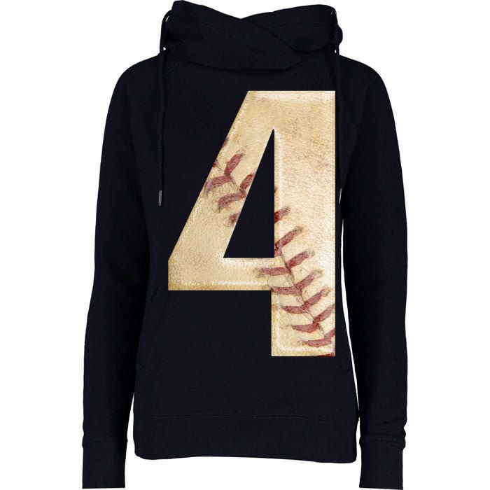 Baseball Birthday 4th birthday Womens Funnel Neck Pullover Hood