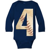 Baseball Birthday 4th birthday Baby Long Sleeve Bodysuit