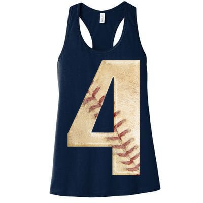 Baseball Birthday 4th birthday Women's Racerback Tank