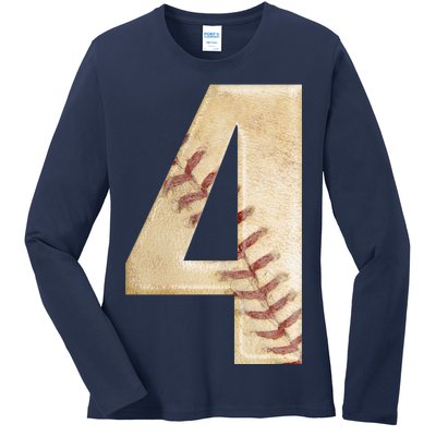 Baseball Birthday 4th birthday Ladies Long Sleeve Shirt