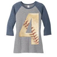 Baseball Birthday 4th birthday Women's Tri-Blend 3/4-Sleeve Raglan Shirt