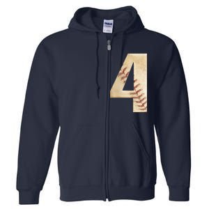 Baseball Birthday 4th birthday Full Zip Hoodie