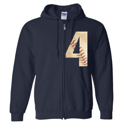 Baseball Birthday 4th birthday Full Zip Hoodie