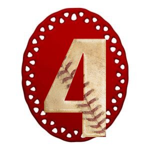 Baseball Birthday 4th birthday Ceramic Oval Ornament