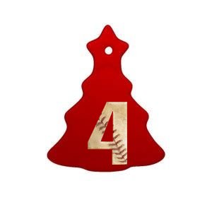 Baseball Birthday 4th birthday Ceramic Tree Ornament