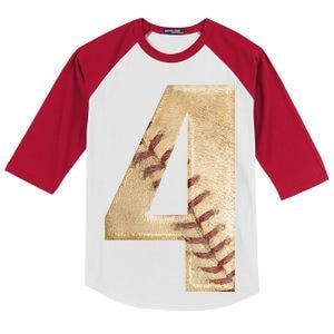 Baseball Birthday 4th birthday Kids Colorblock Raglan Jersey