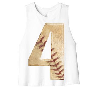 Baseball Birthday 4th birthday Women's Racerback Cropped Tank