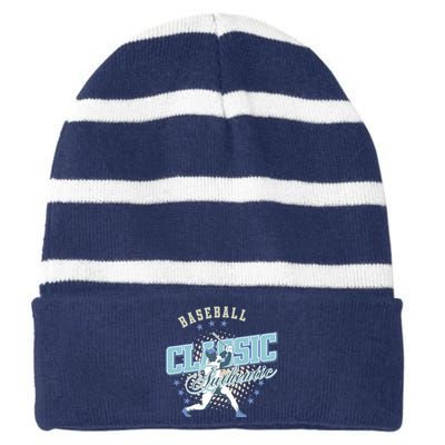 Baseball Classic Striped Beanie with Solid Band