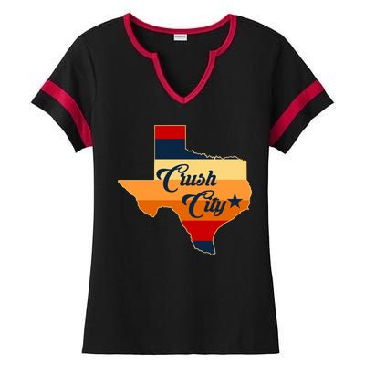 Baseball Crush City Houston Texas Ladies Halftime Notch Neck Tee