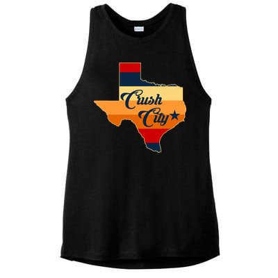 Baseball Crush City Houston Texas Ladies PosiCharge Tri-Blend Wicking Tank