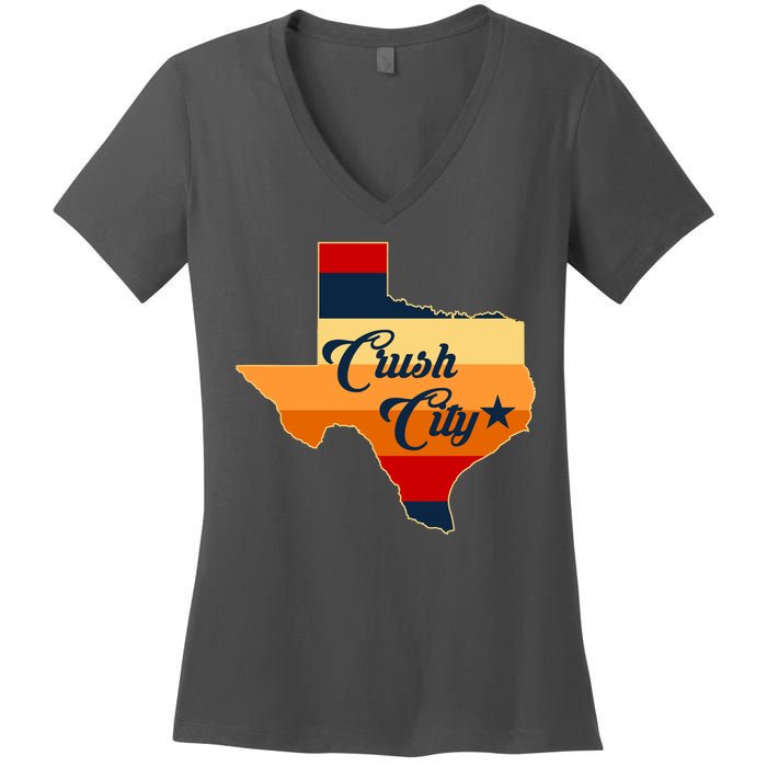 Baseball Crush City Houston Texas Women's V-Neck T-Shirt