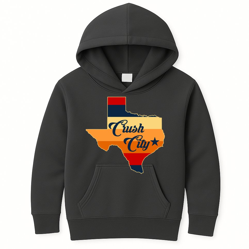 Baseball Crush City Houston Texas Kids Hoodie
