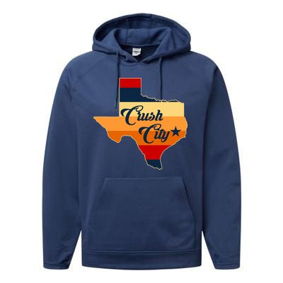 Baseball Crush City Houston Texas Performance Fleece Hoodie