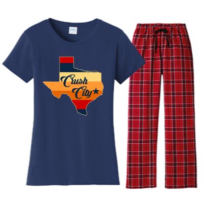 Baseball Crush City Houston Texas Women's Flannel Pajama Set