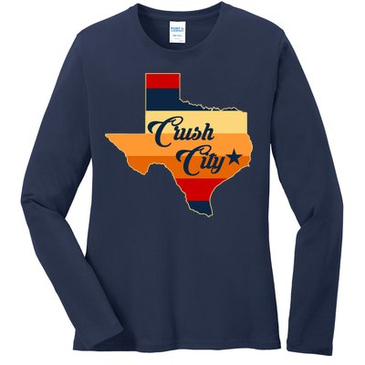 Baseball Crush City Houston Texas Ladies Long Sleeve Shirt