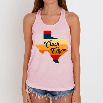 Baseball Crush City Houston Texas Women's Knotted Racerback Tank