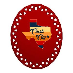 Baseball Crush City Houston Texas Ceramic Oval Ornament