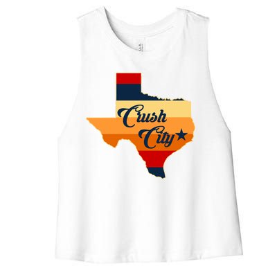 Baseball Crush City Houston Texas Women's Racerback Cropped Tank