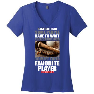 Baseball Dad Raised Favorite Player Women's V-Neck T-Shirt