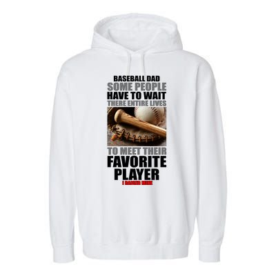 Baseball Dad Raised Favorite Player Garment-Dyed Fleece Hoodie