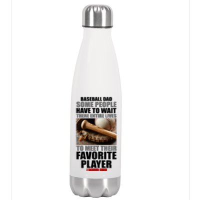 Baseball Dad Raised Favorite Player Stainless Steel Insulated Water Bottle