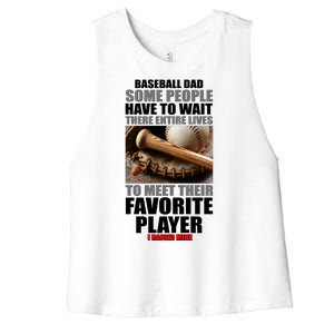 Baseball Dad Raised Favorite Player Women's Racerback Cropped Tank