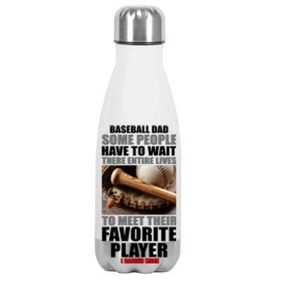 Baseball Dad Raised Favorite Player Stainless Steel Insulated Water Bottle