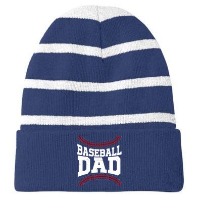 Baseball Dad Sports Fan Striped Beanie with Solid Band