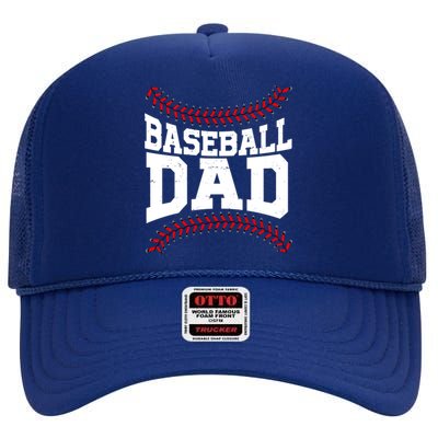 Baseball Dad Sports Fan High Crown Mesh Back Trucker Hat