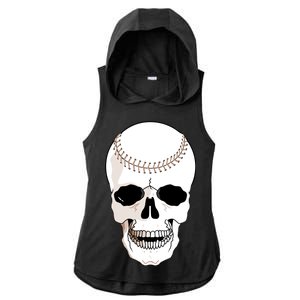 Baseball Face Skeleton Skull Ladies PosiCharge Tri-Blend Wicking Draft Hoodie Tank