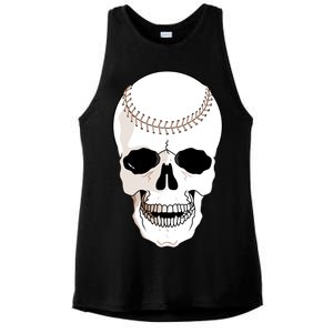 Baseball Face Skeleton Skull Ladies PosiCharge Tri-Blend Wicking Tank