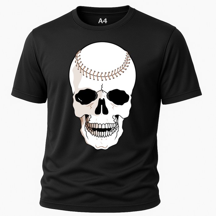 Baseball Face Skeleton Skull Cooling Performance Crew T-Shirt