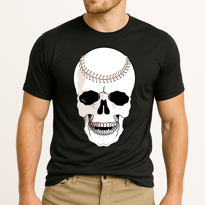 Baseball Face Skeleton Skull Cooling Performance Crew T-Shirt