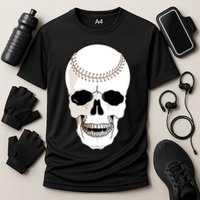 Baseball Face Skeleton Skull Cooling Performance Crew T-Shirt