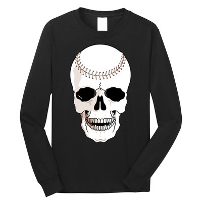 Baseball Face Skeleton Skull Long Sleeve Shirt