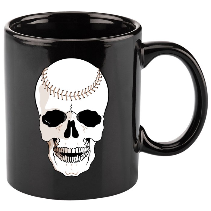 Baseball Face Skeleton Skull 11oz C Handle Ceramic Mug