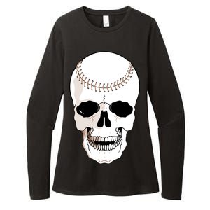 Baseball Face Skeleton Skull Womens CVC Long Sleeve Shirt