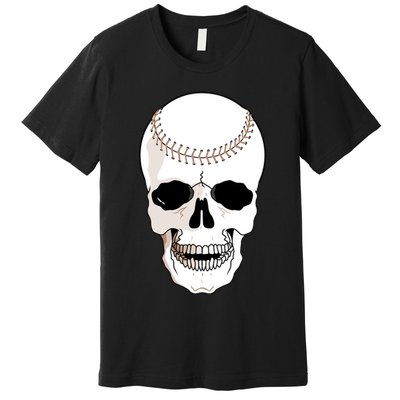 Baseball Face Skeleton Skull Premium T-Shirt