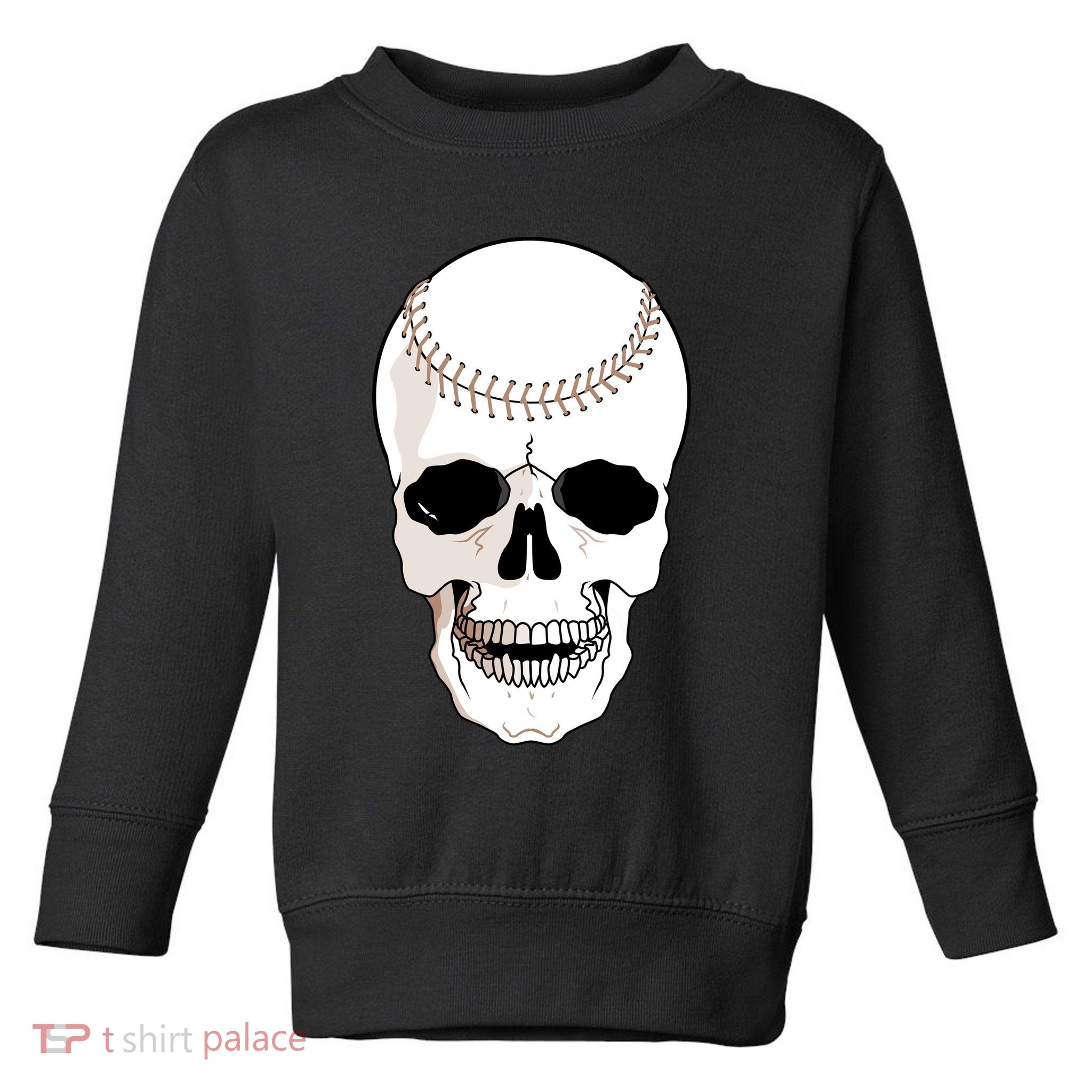 Baseball Face Skeleton Skull Toddler Sweatshirt