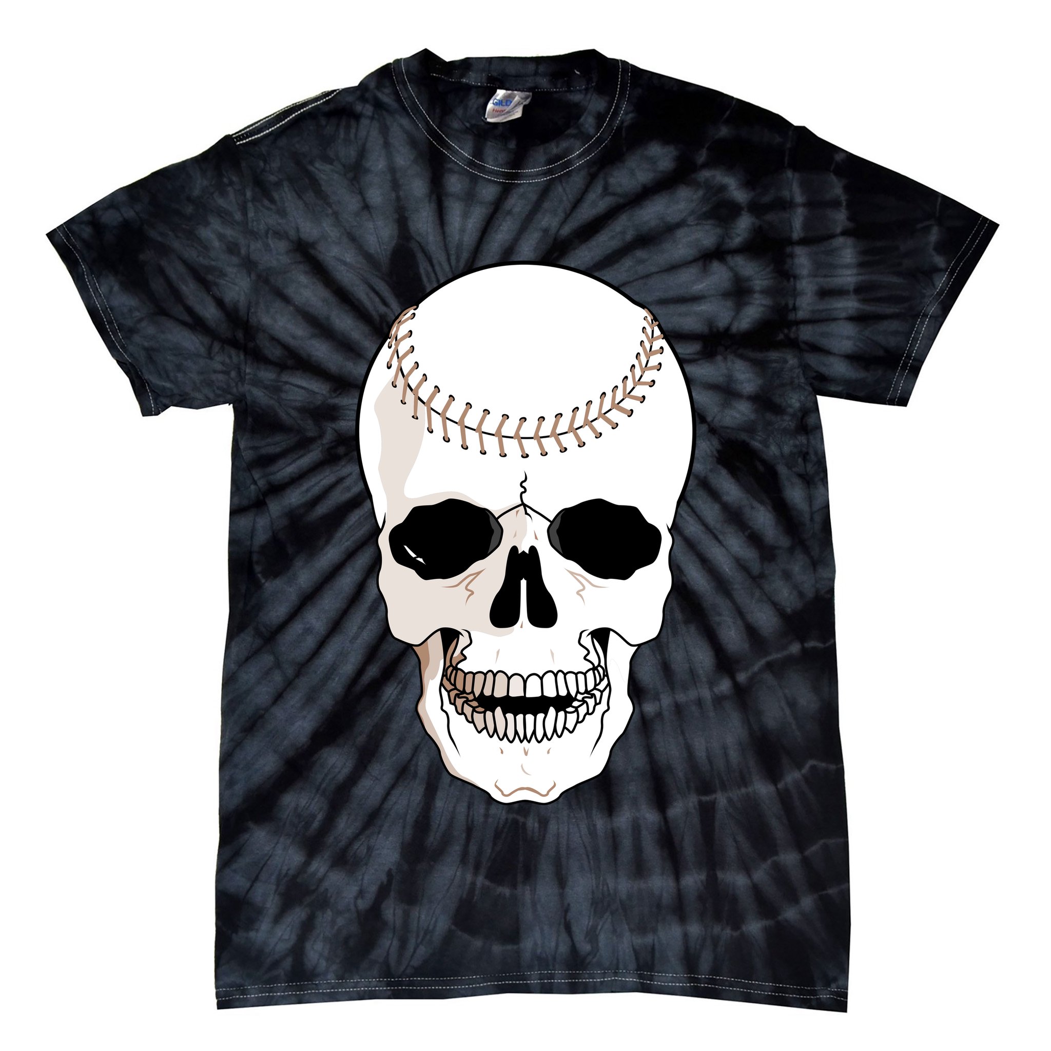 Baseball Face Skeleton Skull Tie-Dye T-Shirt