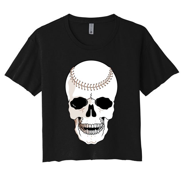 Baseball Face Skeleton Skull Crop Top