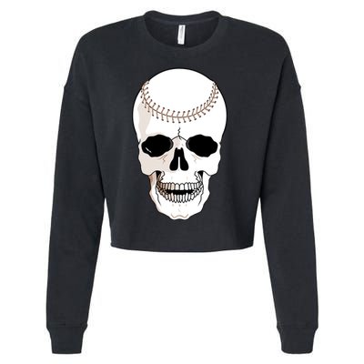 Baseball Face Skeleton Skull Cropped Pullover Crew